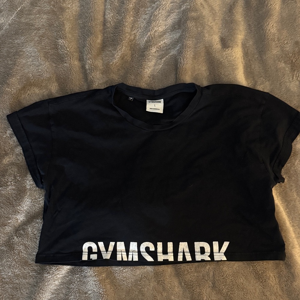 Gymshark Black Crop Tee with White Logo
